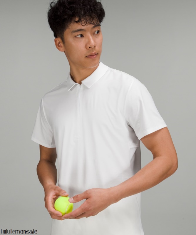Lululemon Verkauf DELULU755 | Weißes Belüftetes Tennispoloshirt Nur Online